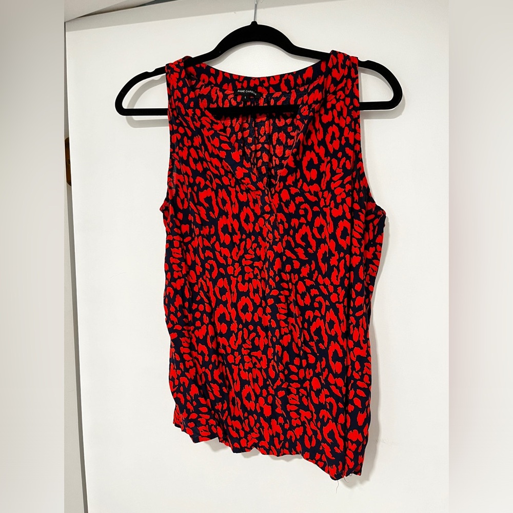 Red Animal print Sleeveless Blouse Size L